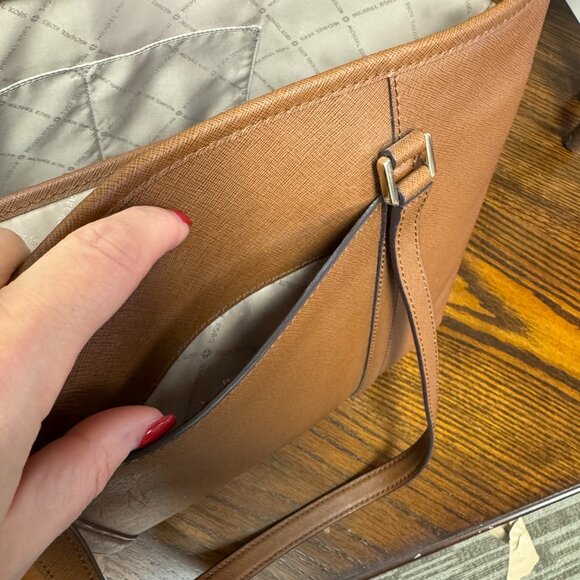 Michael Kors Leather Signature Tote Bag SADDLE BROWN color used ONE TIME -- EUC - Picture 10 of 13